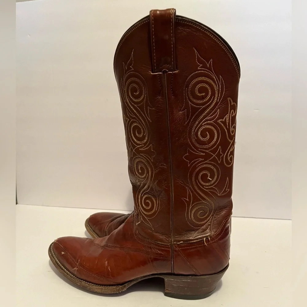 Men's Brown Style 08207 Leather Justin Cowboy Boots Sz 8.5 D